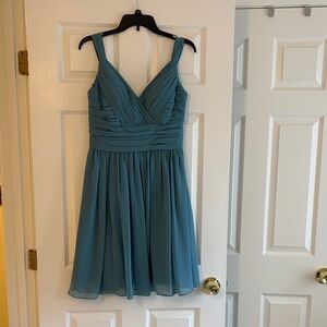 Bill Levkoff Teal Sleeveless Bridesmaid dress